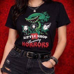Pinky Star ’Little Shop of Beauty Horrors’ Tee Women’s Size‎ Large Black Tshirt